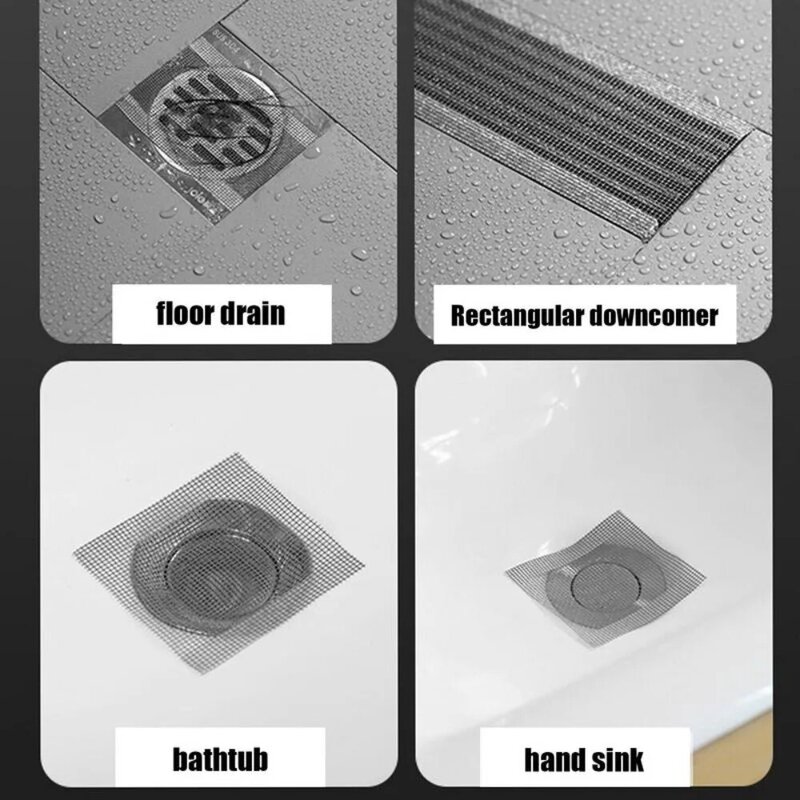 Jednorazowe naklejki do odpływu podłogowego zapobiegające blokowaniu przylepne na podłogę korek spustowy siatka prostokątna akcesoria łazienkowe do kuchni