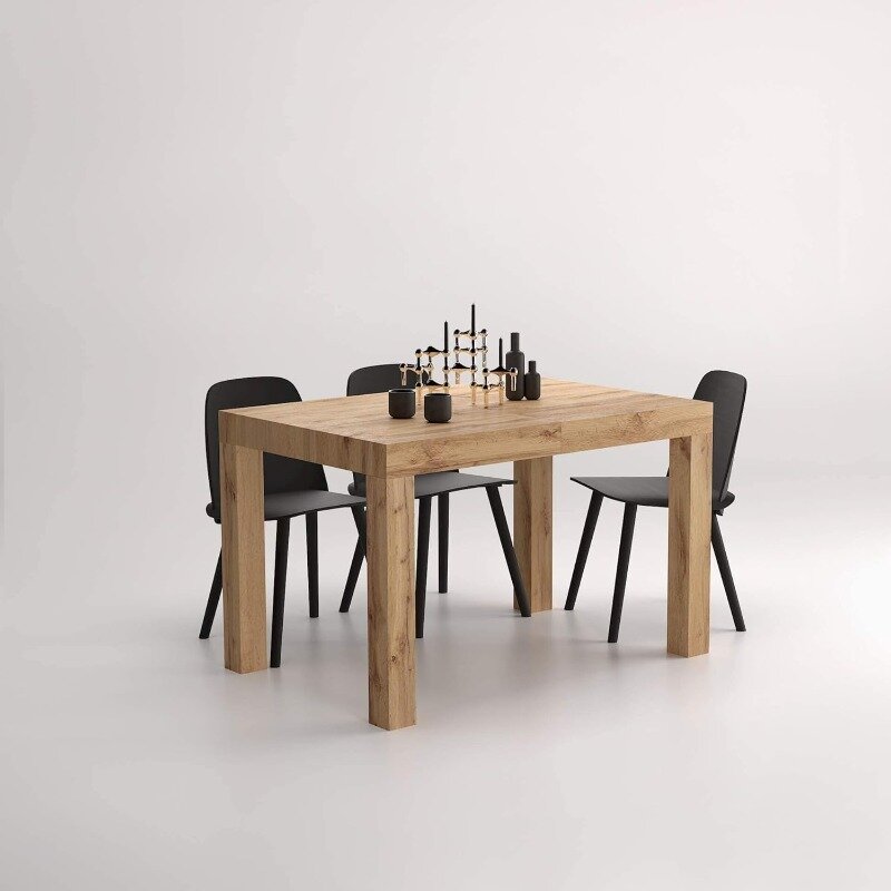 Выдвижной квадратный обеденный стол, деревенский дуб, на 6-8 человек, 47,2 (77,6) x дюйма, подходит для кухни, гостиной