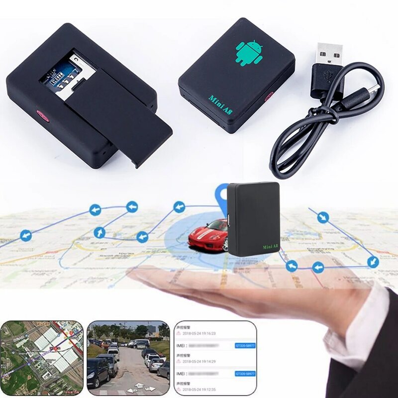 RYRA Pelacak Mobil GPS Mini Pelacak Waktu Nyata Pencari Lokasi Antihilang Anti-maling Positioner Pesan Dudukan Magnetik Kuat untuk Mobil Hewan Peliharaan