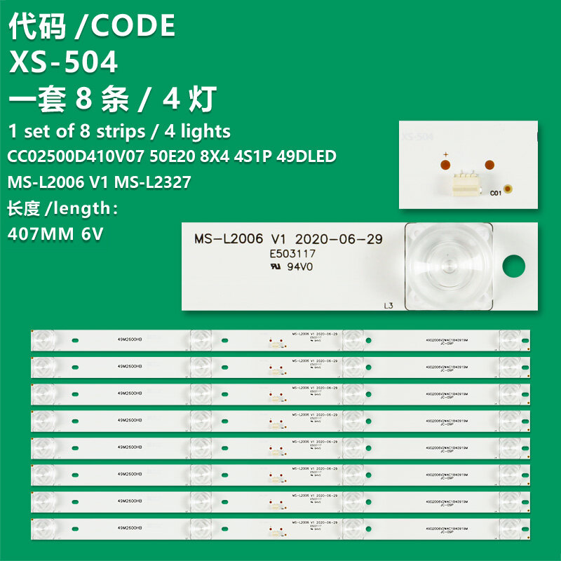 Faixa de luz aplicável a Xiaxin LE-8815B A 50E20 8X4 4S1 49DLED MS-L2327 MS-L2006