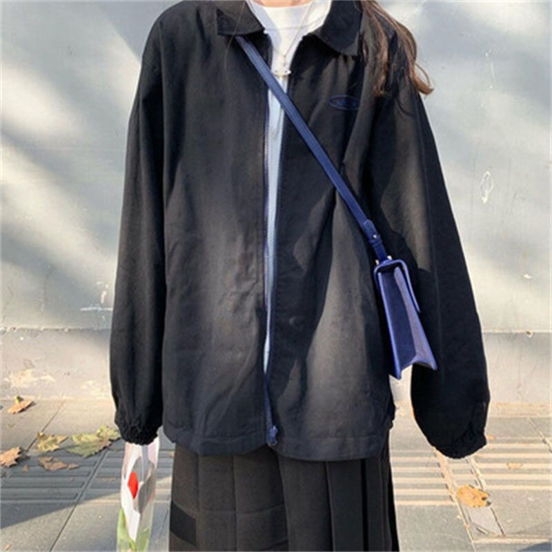 Early Spring Autumn Zipper Jacket Female Hooded Jacket Loose 2022 New All-match Tide Brand Outdoor Sports Jacket Top Solid Color
