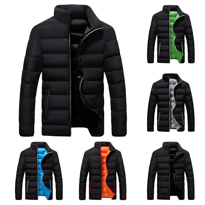 Men's Trench Coat Winter Outwear 2023 New Men Warm Standing Collar Slim Fitting Coat Male Autumn Zipper Jacket Casaco Masculino