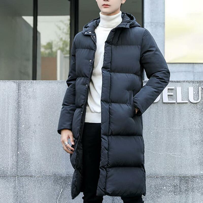 Мужская куртка с капюшоном и хлопковой подкладкой, плотная однотонная непромокаемая куртка с длинным рукавом, Утепленная зимняя уличная одежда