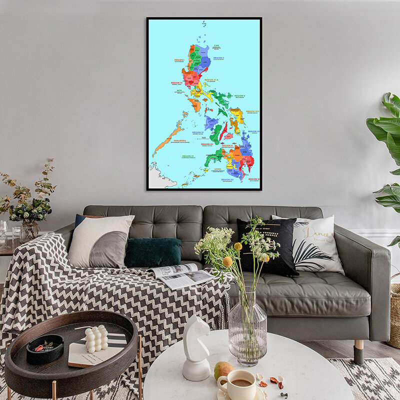 42*59Cm Peta Filipina Ukuran Kecil Poster Dinding Seni Cetak Tanpa Bingkai Gambar Ruang Keluarga Dekorasi Rumah Perlengkapan Sekolah