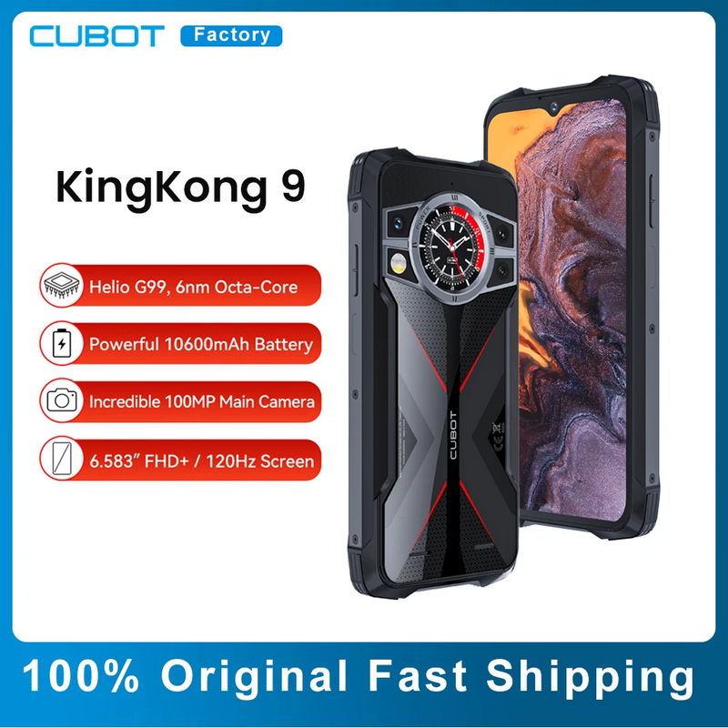 Cubot Kingkong 9 robustes Smartphone 6.583 "120Hz Bildschirm 100mp 32mp Kamera 10600mah Akku 24GB 256GB NFC GPS Handy