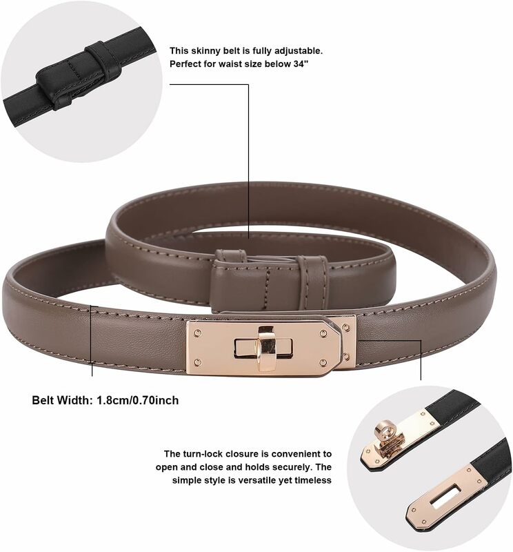 2024New Fashionable and High Quality Women's Belt Adjustable Gold Buckle Dress Jeans Belts Women's belts slim genuine leather