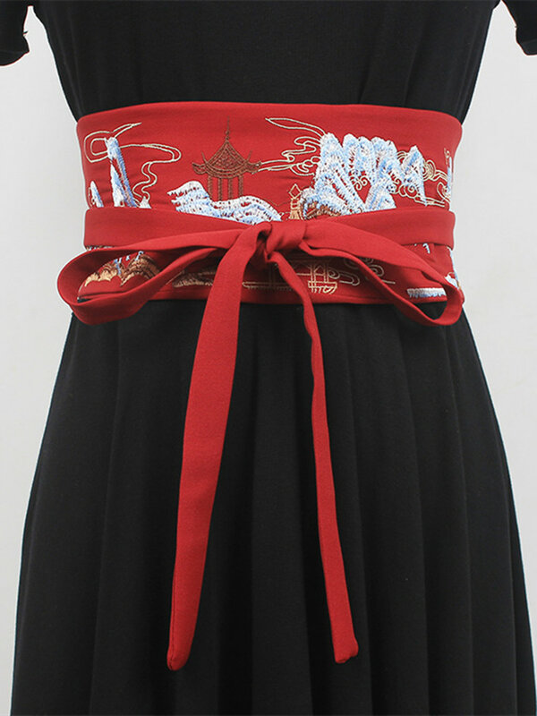 Пояс в китайском стиле с вышивкой для женщин, Универсальный декоративный пояс на шнуровке, изысканные аксессуары для одежды