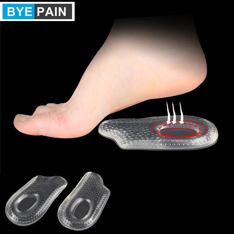 1Pair Soft Silicone Gel Heel Pad Cushion Calcaneal Spur Heel Spur Shock Absorption Relief Pain Heel Cup Self-adhesive Inserts
