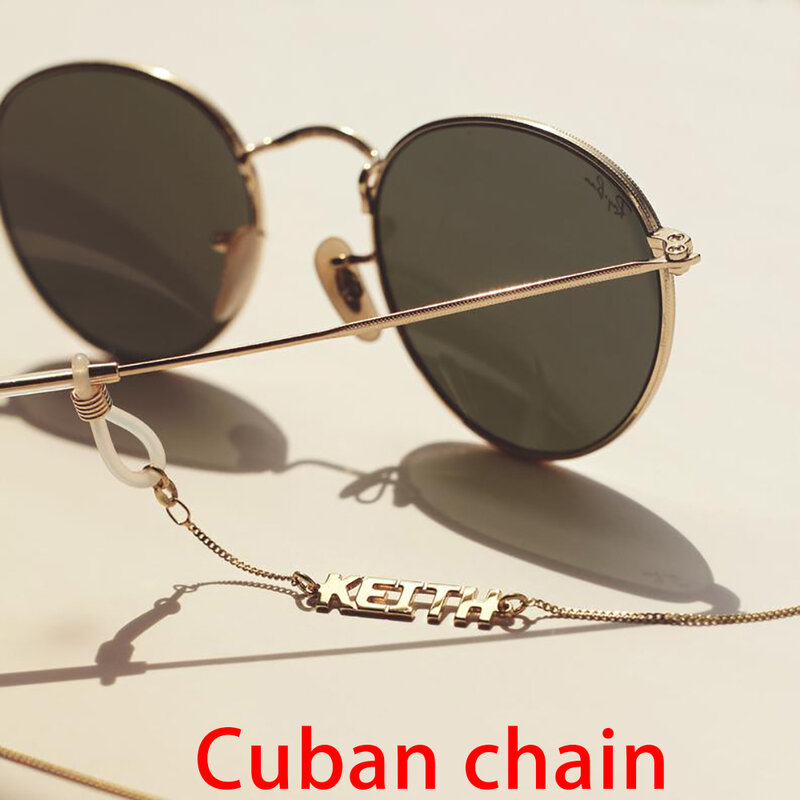 Mini-World-cadenas de enmascaramiento de gafas de sol para mujer, joyería de acero inoxidable personalizada, cordón de cadena de gafas con nombre personalizado, novedad de 2022