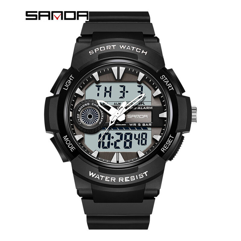 2023 modne męskie zegarki Sanda sportowe Top markowe zegarek z podwójnym wyświetlaczem 50m zegarek wodoodporny dla męskiego zegara