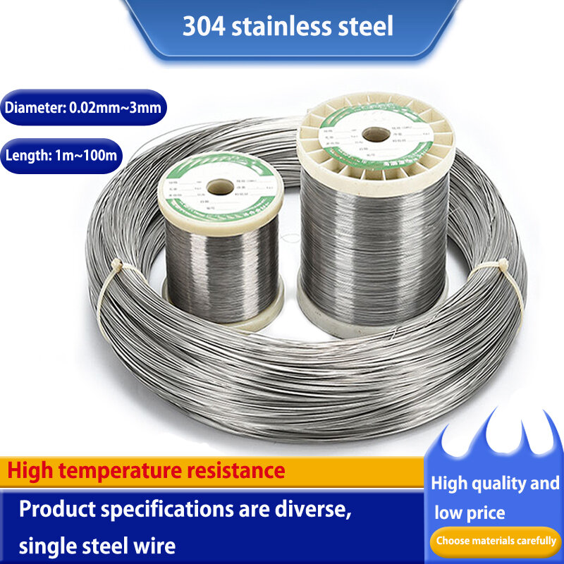 高品質のステンレス鋼のワイヤー,304,直径0.02〜3.0mm,長さ1m, 5m, 10m, 50m, 100m