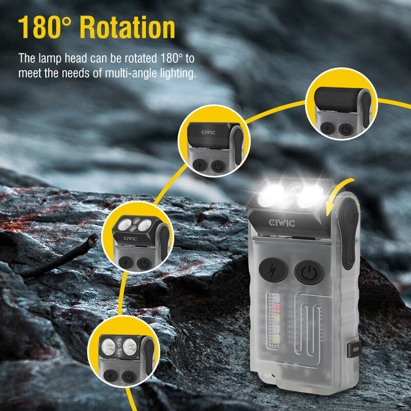 V20 EDC-Mini lampe de poche porte-clés portable, 1000lm, torche aste de type C, lampe de travail avec clip magnétique, lanterne de poche d'urgence