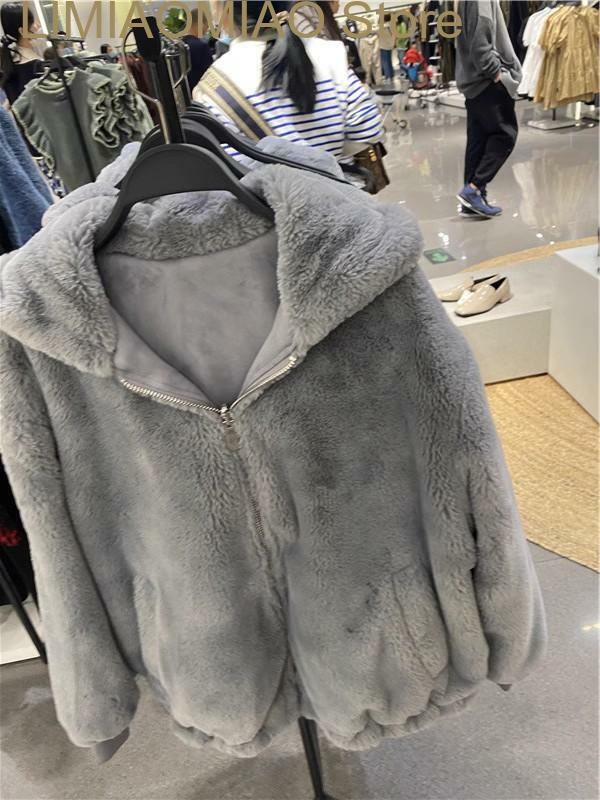 New Women's new thickened warm hooded double-sided can wear plush jacket coat women's style