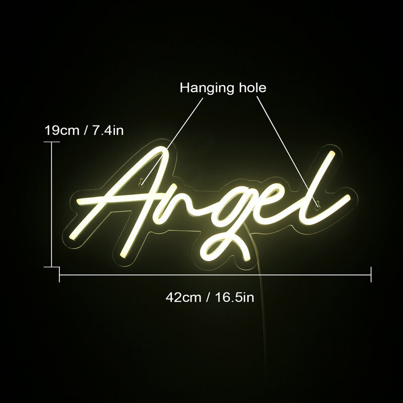 Angel lampu LED huruf Neon, lampu LED hangat, bar rumah, kamar tidur, Festival ulang tahun, dekorasi ruang pesta, Logo lampu dinding USB