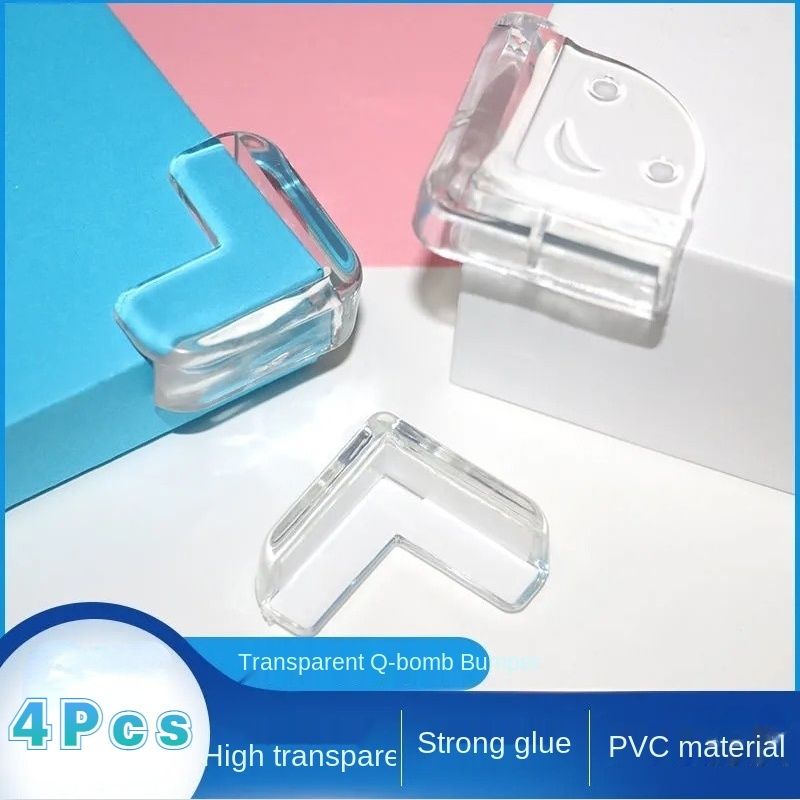 Ângulo de proteção anticolisão do silicone, protetor transparente do canto do armário de vidro