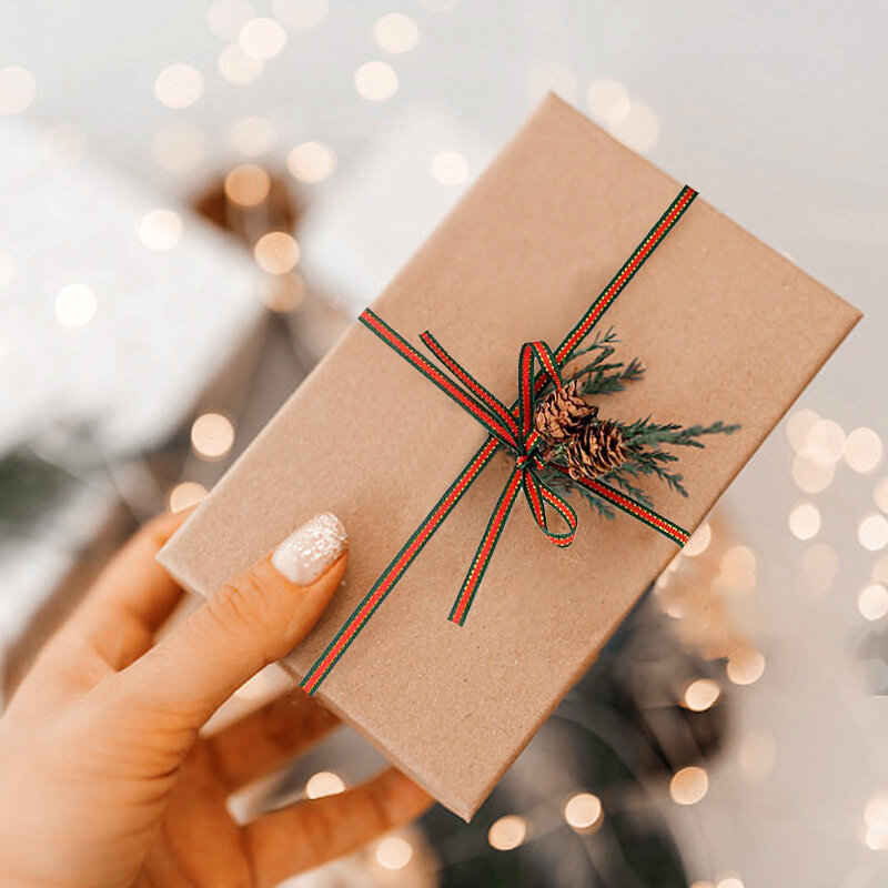 Natal Gift Box Embrulho Fitas, Decorações De Árvore Para Casa, Guirlanda Ornamentos, Noel Gifts Embrulho, 25 jardas