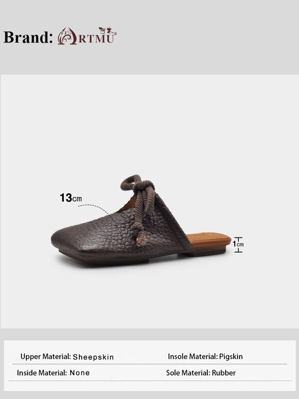 Artmu oryginalne prawdziwa skóra Retro kapcie damskie z kwadratowym noskiem 2024 nowe letnie odzież wierzchnia ręcznie robione kapcie designerskie sandały