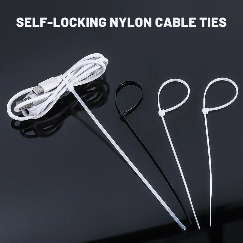 100 Stück selbstsicher nde Nylon-Kabelbinder Abnehmbare Kabel bänder Verstellbare Kabelbinder mit Reiß verschluss für das Home Office