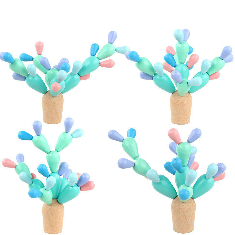 Crianças brinquedos de madeira cactus letras coloridas blocos de construção inserindo cactus bebê educação precoce brinquedos educativos presente
