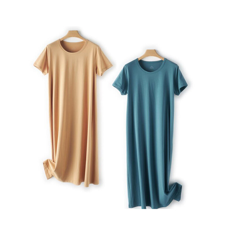 2024 New Women Solid color dress loose length dress Free Size