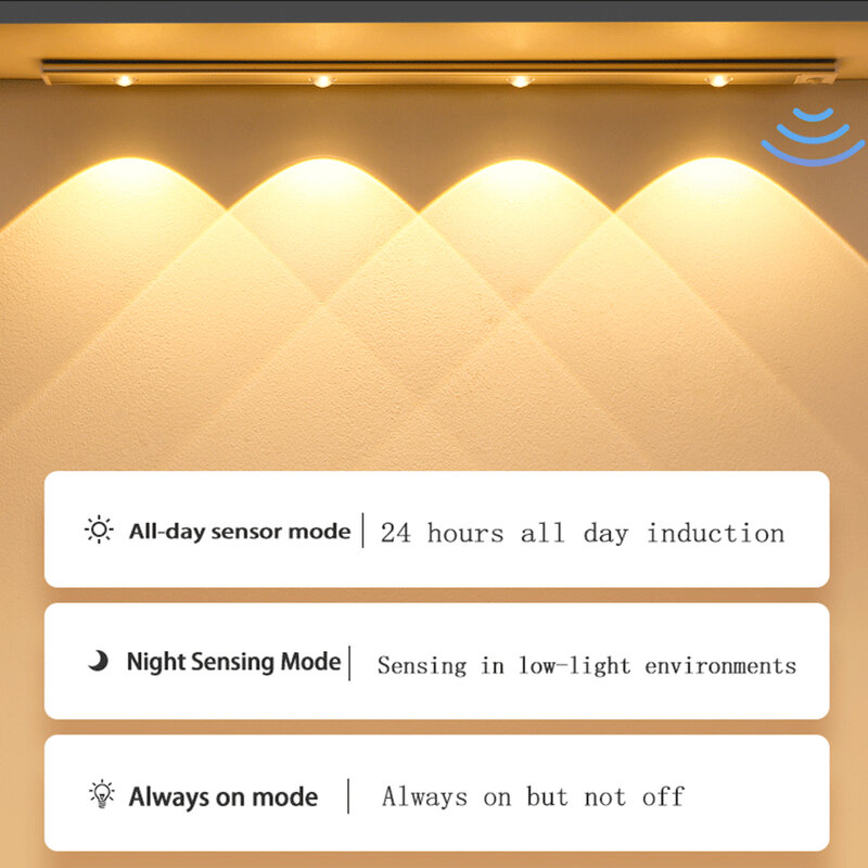 LED Ultra Tipis Sensor Gerak Nirkabel Lampu Malam USB LED Lampu Pendingin Anggur untuk Lemari Dapur Kamar Tidur Lemari Pencahayaan Dalam Ruangan