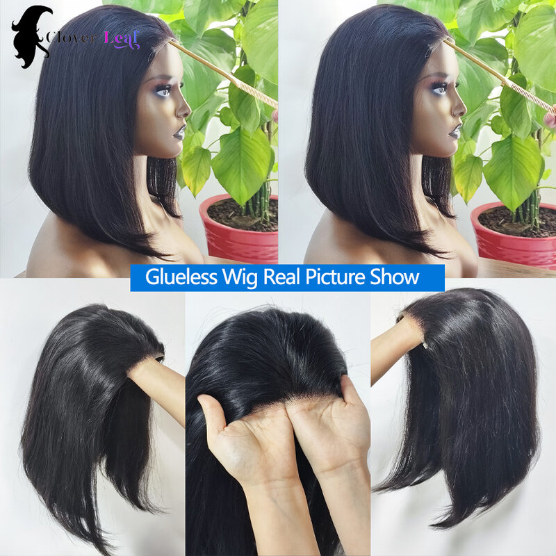 Wear And Go Bob Wig Glueless Wig Human Hair Ready To Wear Straight Bob Hair Wig Human Hair 12 Inch Pre Cut Lace 4x4 Closure Wig