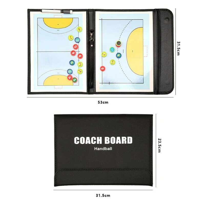 Papan taktis Online dua sisi, papan olahraga basket PU dapat dilipat portabel, Magnet papan permainan latihan basket
