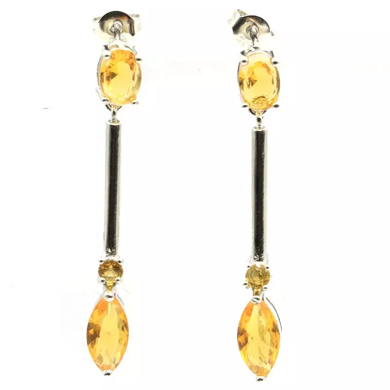 925 SOLID STERLING SILVER Earrings 5.31g Tanzanite Golden Citrine Red Blood Rubies Woman's Present Eye Catching
