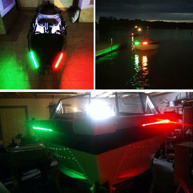 2 Buah Lampu Garis LED 12 "12V Tahan Air Merah & Hijau untuk Busur Perahu Navigasi Laut Kayak Kano Deck Courtesy Bow Trailer Ponton