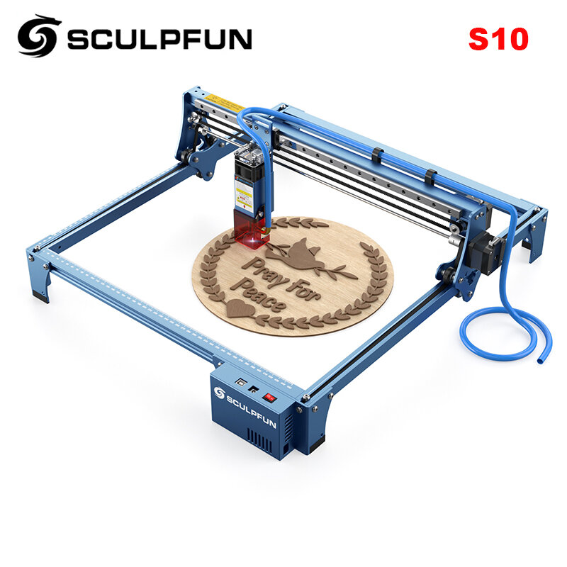 Лазерный гравировальный станок Sculpfun S10, 10 Вт, 30 л/мин, лазерный гравер для столярных работ, деревообрабатывающий роутер, 3D принтер, промышленный режущий инструмент, 41*40 см