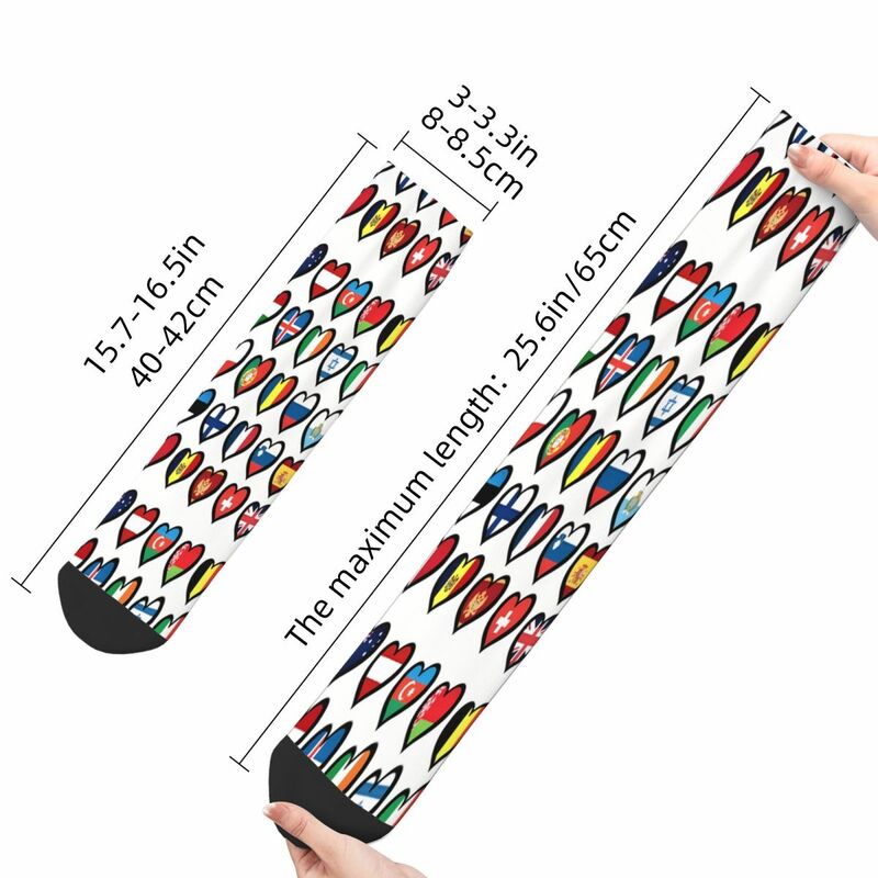 Eurovision Song Contest Hearts Socks Male Mens Women Winter Stockings Polyester