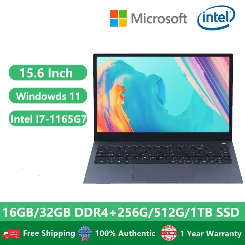 2024 I7 laptop Computer da gioco PC Business NoteBook Windowds 11 Intel Core I7-1165G7 32GB RAM + 2TB Metal Body WiFi Netbook