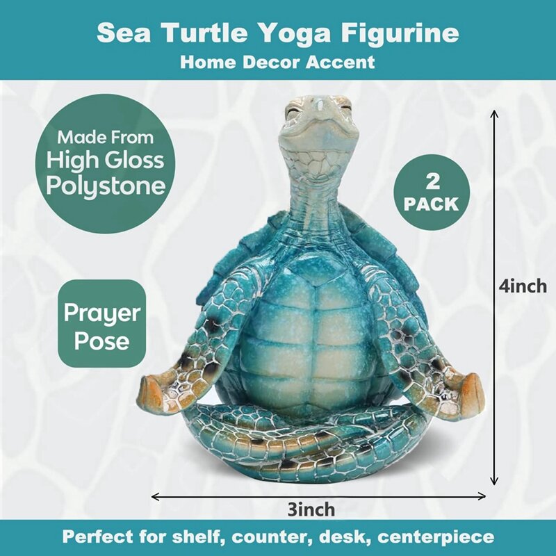 2 SZTUK Figurki jogi żółwia morskiego Dekoracje, figurka medytującego żółwia jogi w ogrodzie