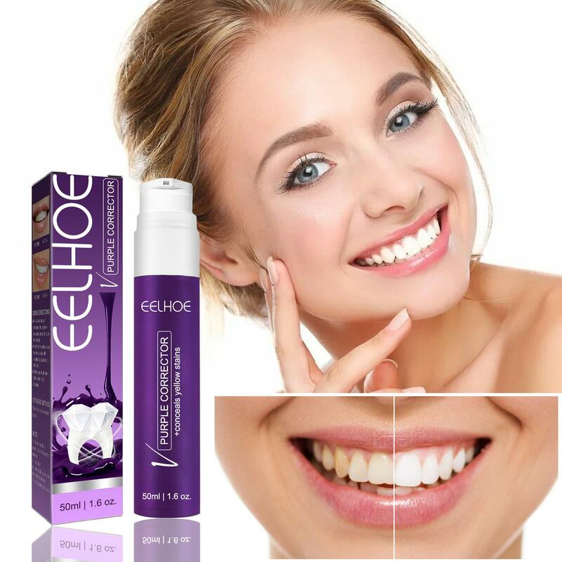 Tanden Bleken V34 Paarse Tandpasta Color Corrector Reinigt Orale Producten Rookvlekken Tandholte Verwijderen Whitening S7w4