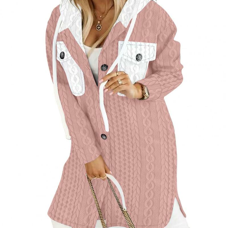여성용 오버사이즈 후드 가디건, 세련된 후드 스웨터 코트, 두꺼운 니트, 가을 겨울 패션, 여성용 롱 가디건