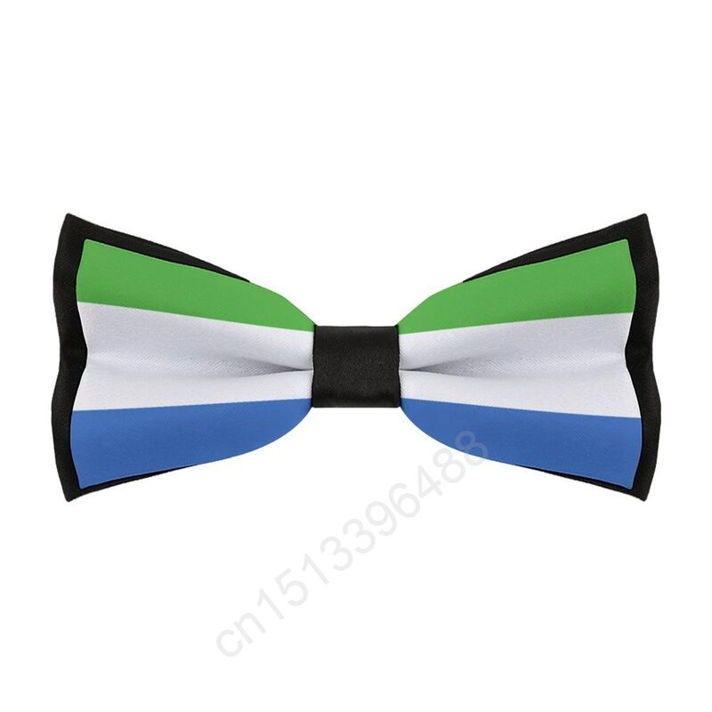 Nowa poliestrowa muszka z Sierra Leone flagą dla mężczyzn moda na co dzień męska muszka krawat na garnitury na wesele krawat
