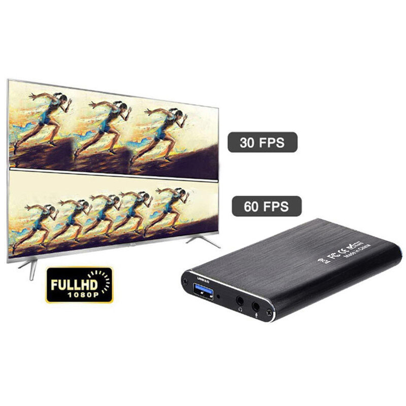 Cartão de captura de vídeo USB 3.0, 1080P, 4K, compatível com HDMI, 60fps, HD, gravador de vídeo, Grabber, jogo OBS Capturing, suporte ao vivo, microfone