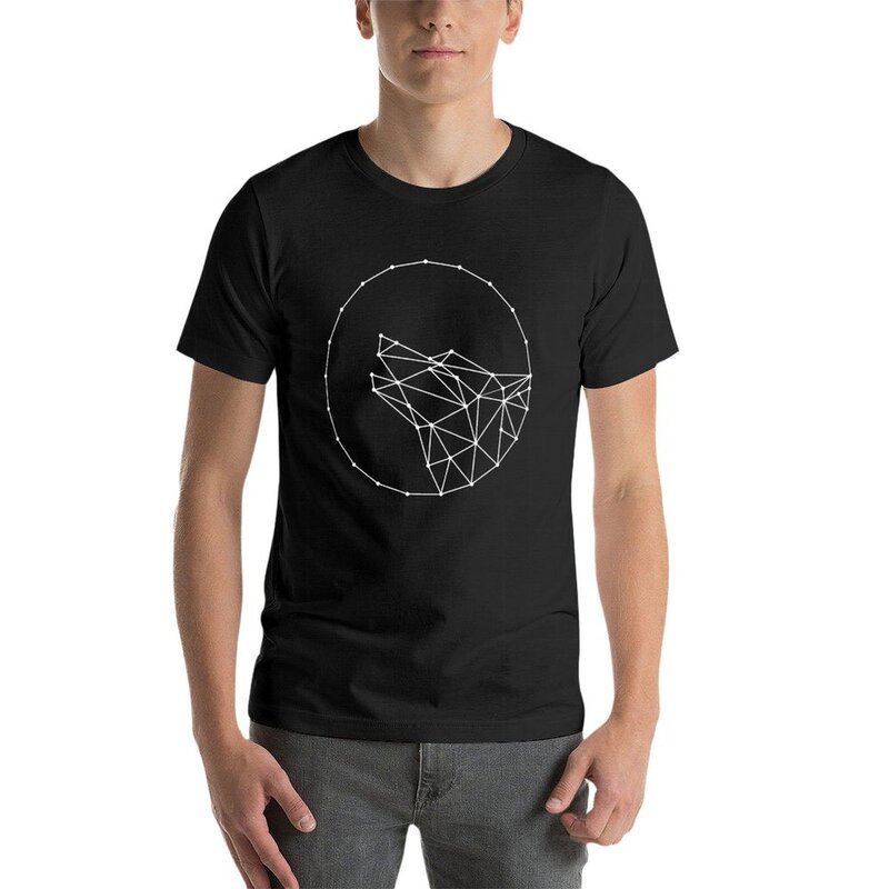 Camiseta masculina Polygon Wolf Black Series, roupa hippie vintage, moda coreana