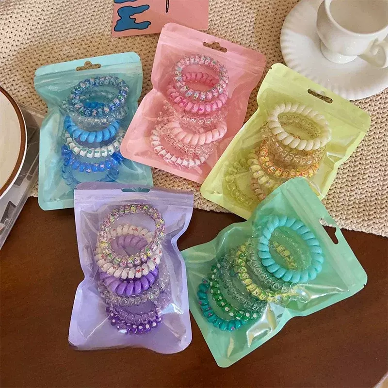 6Pcs/set Candy Color Elastic Hair Bands Korean Accessories for Girls Hair Ties Frosted Spiral Cord Rubber Rope Stretch Headwear