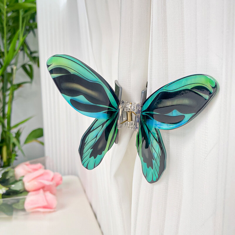 Muweordy Simulation Butterfly Hair Claw Acrylic Claw Clip Temperament Grab Hair Clip for Girls Ins Shark Clip Hair Accessories