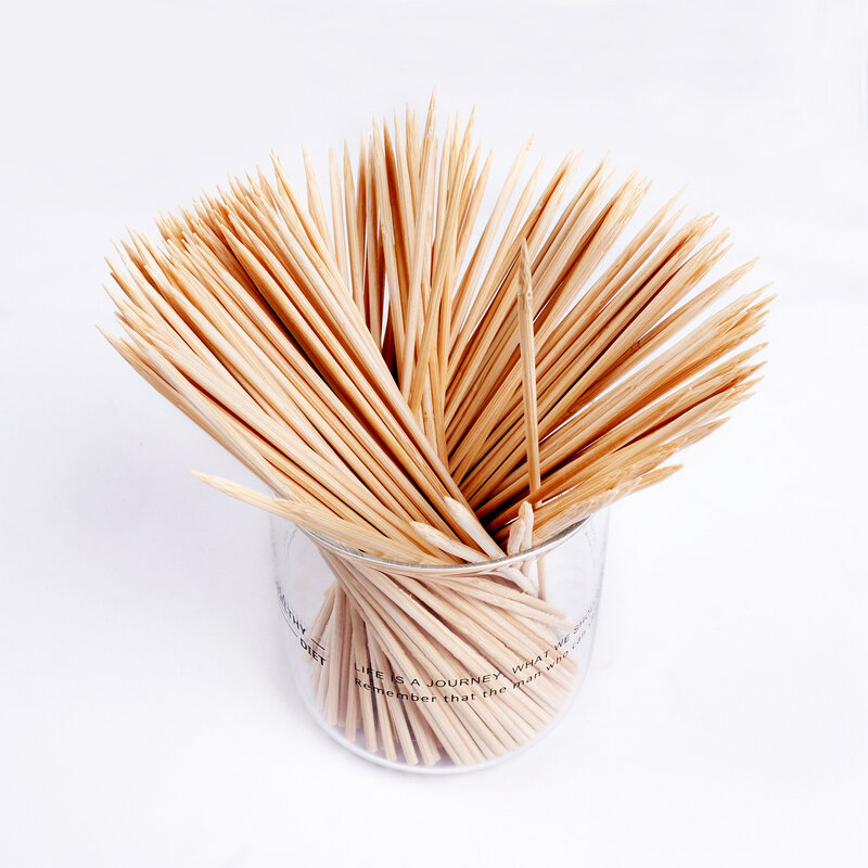 100 pçs de bambu espeto varas resistente descartável churrasco frutas madeira natural varas churrasco festa buffet alimentos ferramentas para churrasco accessorie