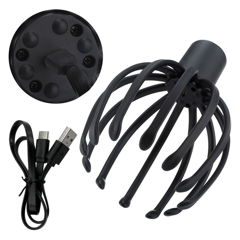 Electric Head Massager with Three Gears 12 TPE Massage Claws Head Massage Device USB Rechargeable