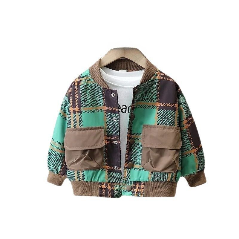 Boy Plaid Jacket 2023 Spring and Autumn New Foreign Style Baby Spring Clothes Boy Korean Coat Baseball Uniform 2-10years old