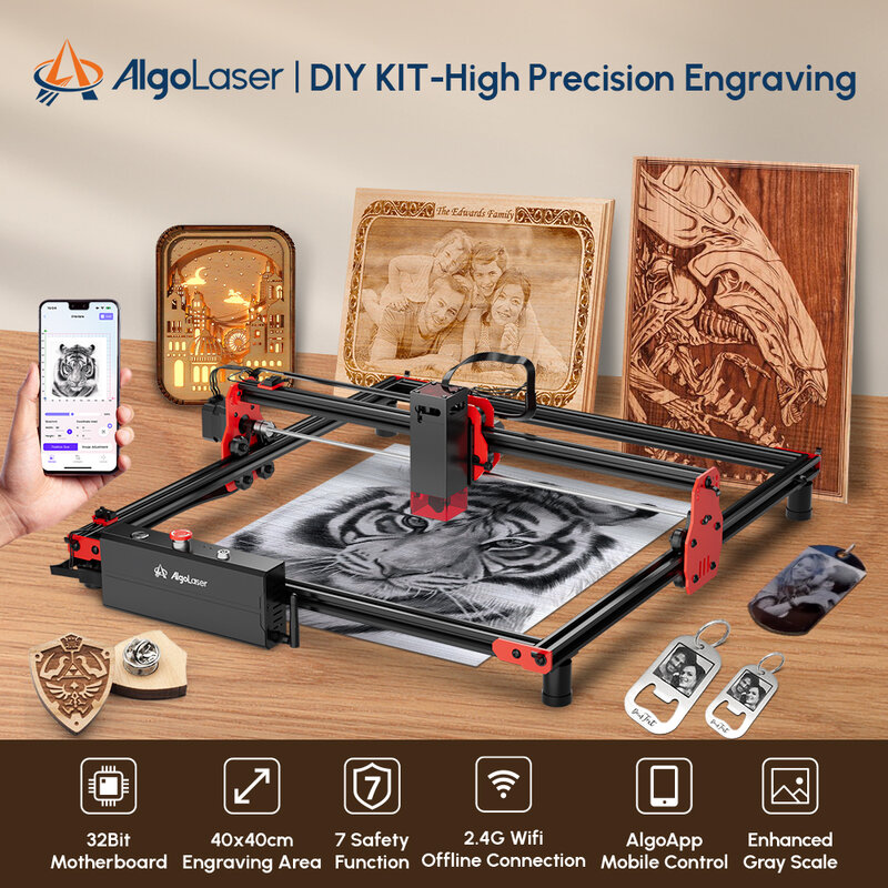 Algo laser DIY Kit Offline-Steuerung Laser gra vierer Telefon 40*40cm Tisch Holz bearbeitung Gravur Schneide maschine Metall Glaskeramik