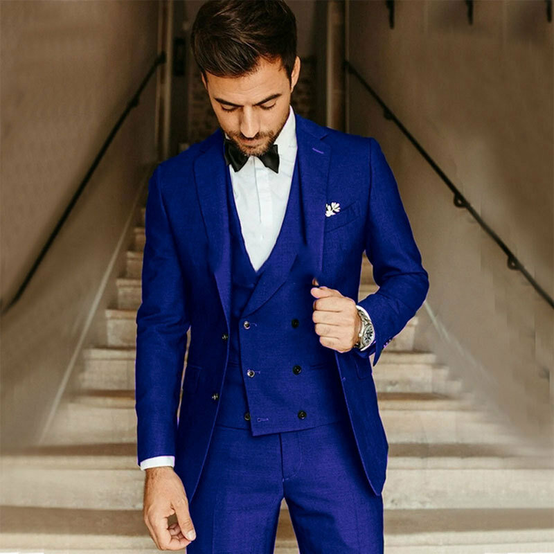 New Men's Suit 3 Pieces Slim Fit Lapel Business Casual Wedding Bridesman Banquet Set Jacket Vest With Pants