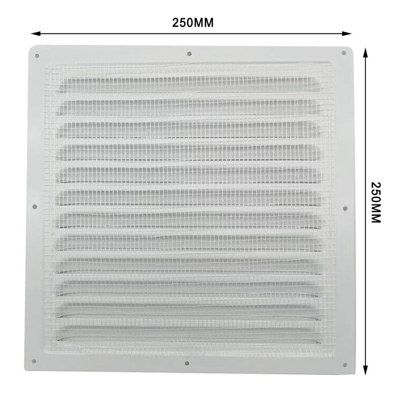 Rejilla de ventilación de aluminio, cubierta de rejilla de pared blanca, conducto de calefacción y refrigeración, placa de ventilación, cubierta de pantalla de insectos