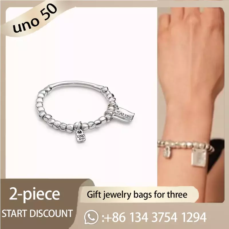 2024 Klassieke Uno De 50 Mode Stijl 925 Zilveren Armband Dames Valentijnsdag Cadeau Romantische Sieraden