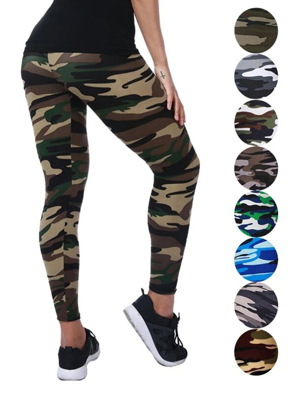 YSDNCHI-Leggings de Camuflagem para Mulheres, Calças Slim Stretch, Estilo Graffiti, Leggings Verde do Exército, Calças Deportes, K085
