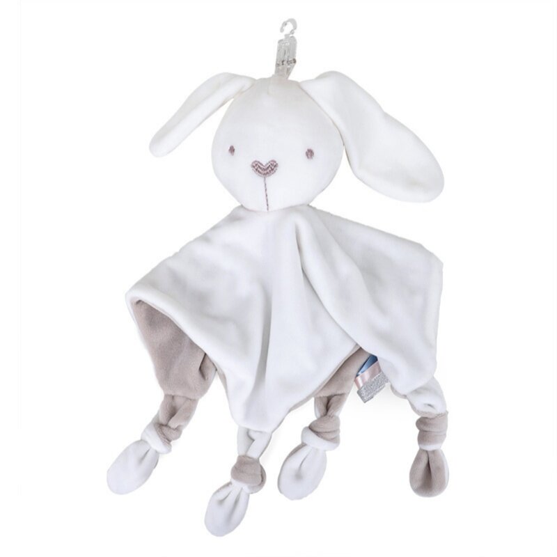 Serviette de sécurité avec logo personnalisé pour nouveau-né, jouets blancs d'animaux de dessin animé, trucs de lapin, cadeau de douche
