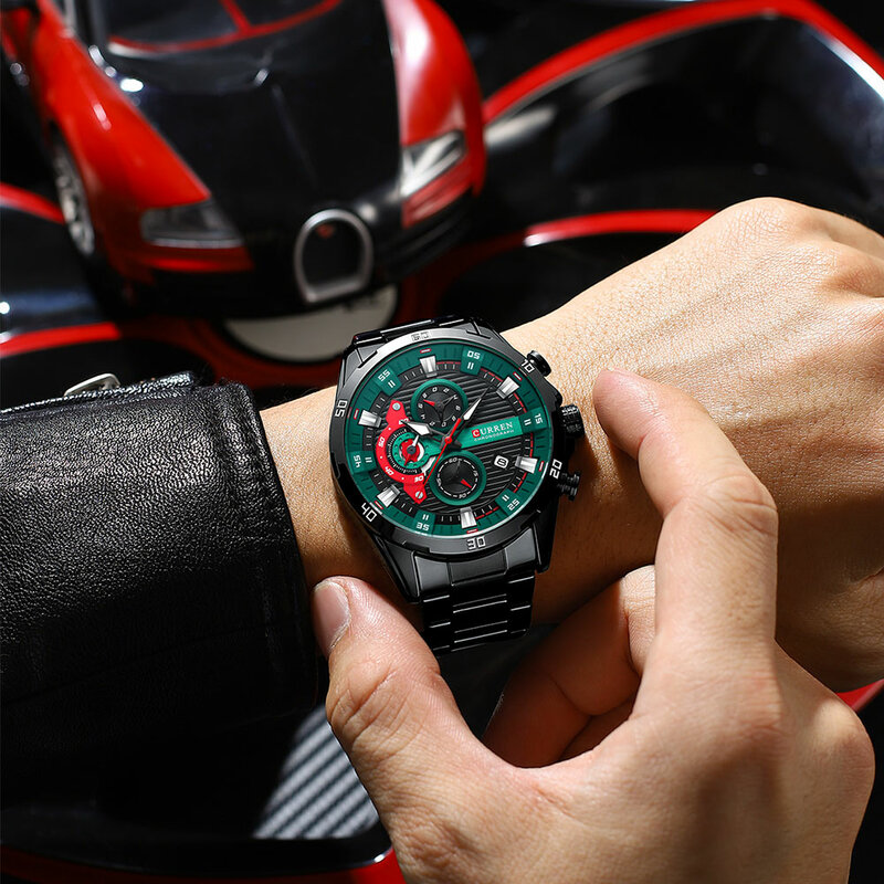 Istro REN-Montre-bracelet chronographe à quartz étanche pour homme, acier inoxydable, horloge de sport Shoous, mode de luxe